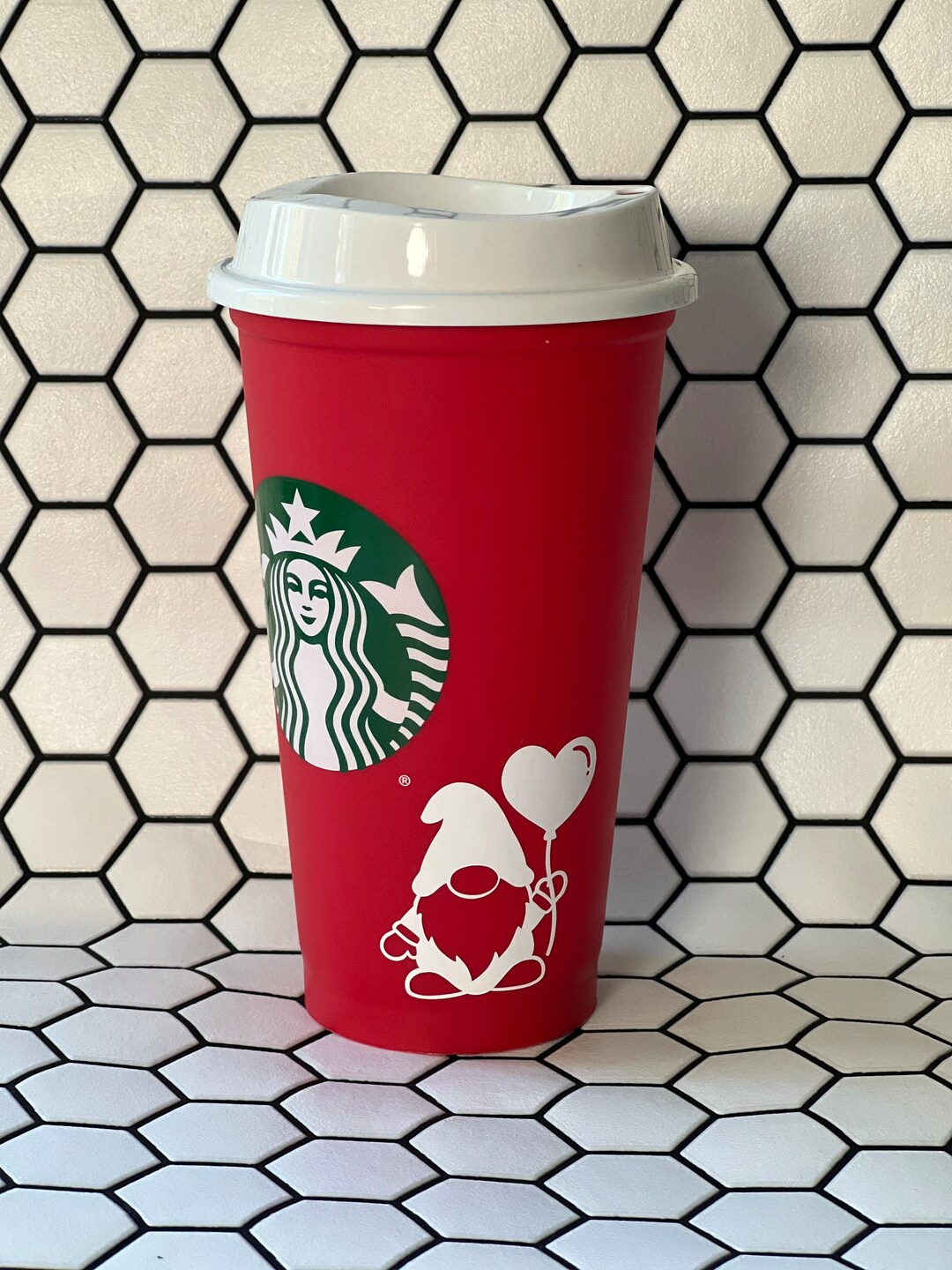 Starbucks Red Coffee Cup Love Heart Valentines Personalise travel Cup