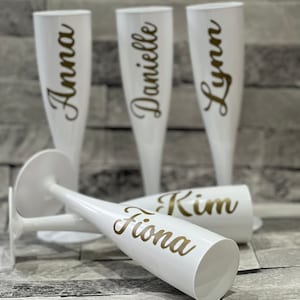 Personalised white champagne flutes | hen party | bridal party | gift | birthday
