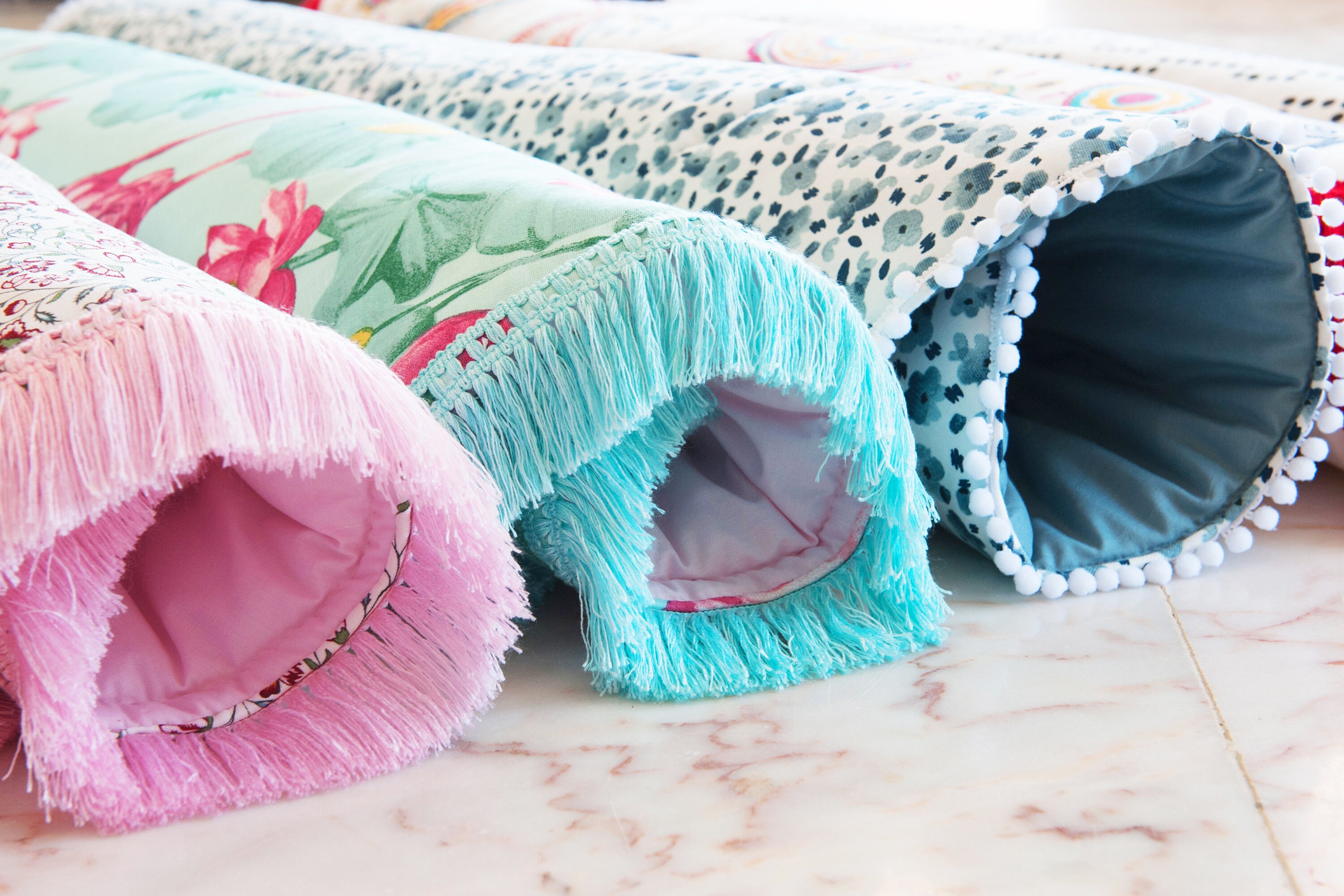 Nursery Rug Floral Baby Blanket Floor Round Kids Play Mat Cotton