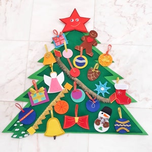 Large Felt Cristmas Tree Set Felt Tree for Kids 24 Christmas Ornaments Handmade Christmas Tree Best Christmas Gift for Toddler Home Decor