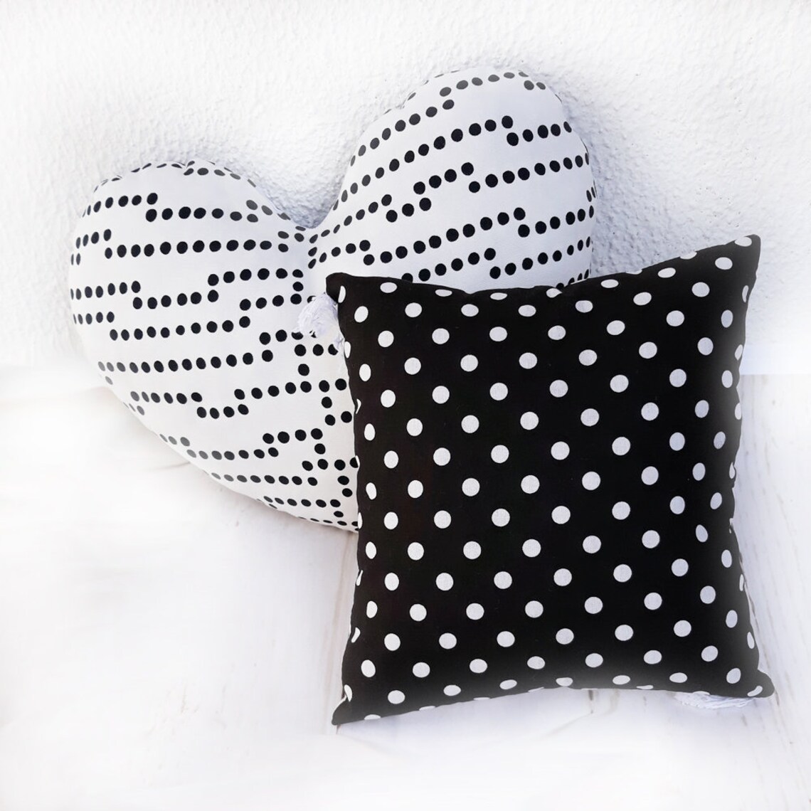 Bed Decor Pillow Black and White Heart Pillow Fabric Throw Etsy