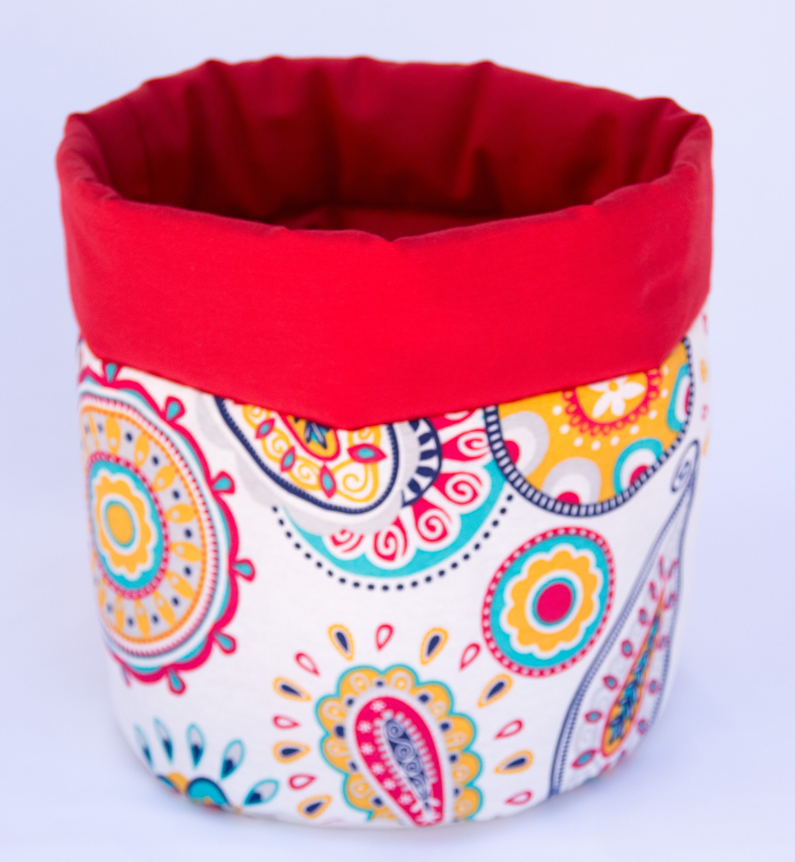 Fabric Storage Basket Yellow Basket Bin for Toys Paisley Print Etsy