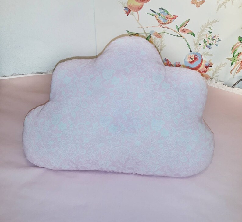 Decorative pillow with name Pink pillow cover Moon cushion fringe Fabric throw pillow set Cloud pillow Nursery gift girl Kids pillow decor