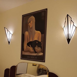 1 of 2 Art Deco style wall lamp vintage wall light metal frame / fabric covered E14 ceramic socket hallway lamp mirror light 43 x 18.5 cm