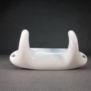 Antique PORCELAIN double hook 50s Bauhaus bathroom hook towel hook washcloth hook old wall hook Art Deco hook vintage hook