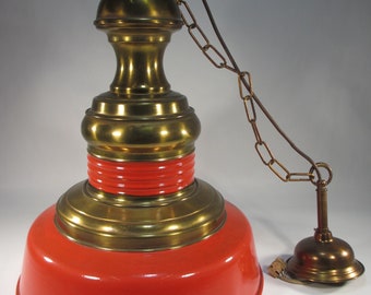 XXXL Sehr große Hängelampe aus Messing 70er Jahre Hängeleuchte Vintage Deckenlampe Schiffslampe Esstischlampe Antik Lampe