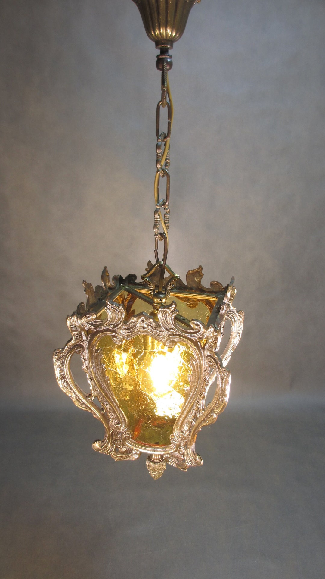 Retro Brass Lantern Rococo Ceiling Lamp Antique Ceiling Light Old ...