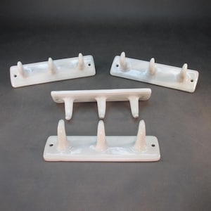 1 of 4 Antique ceramic hooks 50s Bauhaus bathroom hooks Old towel hooks Vintage hook rail Clothes hooks Art Deco coat hooks