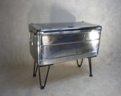 Side Table Coffee Table 50s Sterilizer XXL OP Cutlery Sterilizer 60 x 49 x 30 cm Brass Nickel Plated Industrial Design