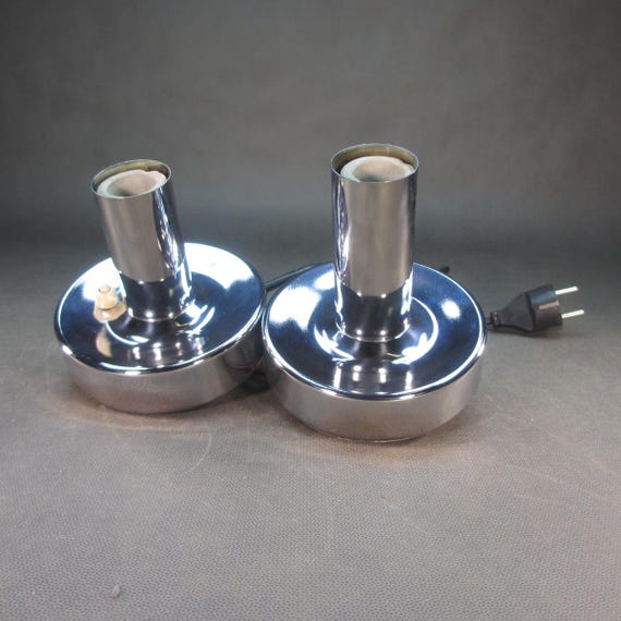 Org. 70er Jahre Lampe Chrom Tischlampe Vintage Tischleuchte Doppel Leuchte Mid century Leuchte Made in Germany komplett Metall Ausführung