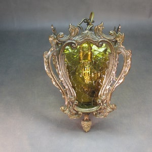 Retro brass lantern Rococo ceiling lamp Antique ceiling light Old hanging lamp 56 cm ceiling distance Vintage hanging lamp made of cast brass