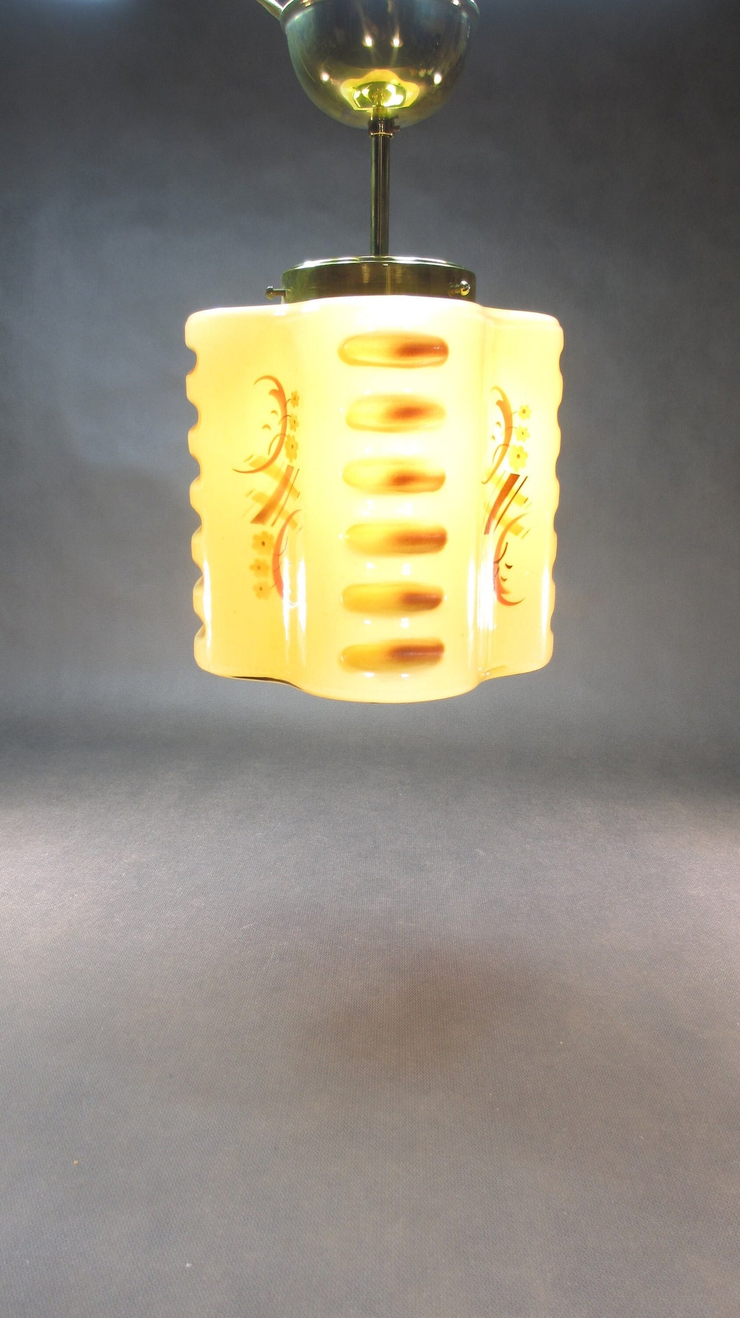 Art Deco Lamp Retro Hanging Lamp 1930 - 1950 Antique Hanging Lamp Brass ...