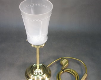 35 cm Art Nouveau tafellamp Vintage bureaulamp Messing Retro leeslamp Handgemaakte lamp Antieke tafellamp Satijnen glazen kap No.2