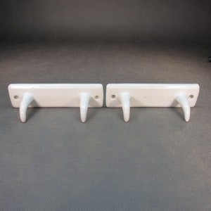 TWO Old Double Hooks Antique Bauhaus Bathroom HooksArt Deco Towel Hooks from 1950 Ceramic Wall Hooks Antique Bathroom Hooks Vintage Ceramic Hooks 16+17