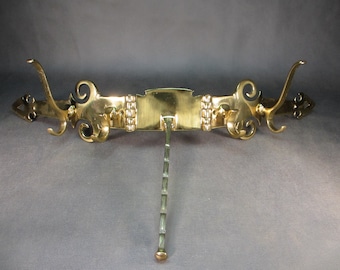 Solid cast brass wall coat rack 2.3 kg. Vintage coat rack antique wall fan hook with four coat hooks vintage hinged coat hook
