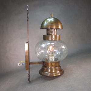 Lampada da parete vintage lampada da parete antica supporto in ottone massiccio / lampada a sfera in vetro a bolle lampada di metà secolo design XXL lampada da casa di campagna