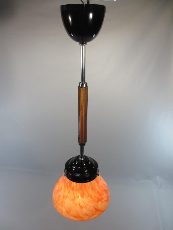 Small Art Deco Lamp Hanging Lamp 48cm Length Glass Shade Etsy