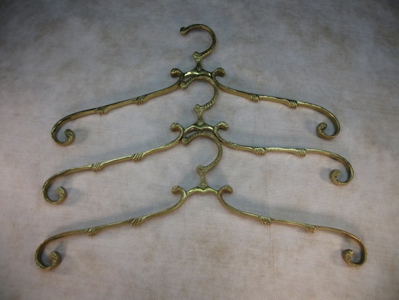 THREE Brass Clothes Hangers Baroque Style Hangers for Wall Coat