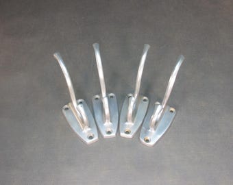 FOUR Art Deco coat hooks antique Bauhaus coat hooks cast aluminum vintage wall coat rack retro hooks 60s coat rack