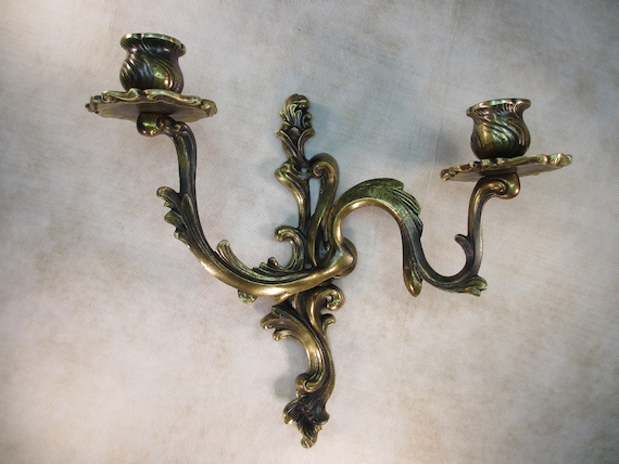 Antique Wall Candle Holder Retro Candle Holder Vintage Candlestick Solid Brass 1.6kg. Flemish Candle Holder Wall Candlestick