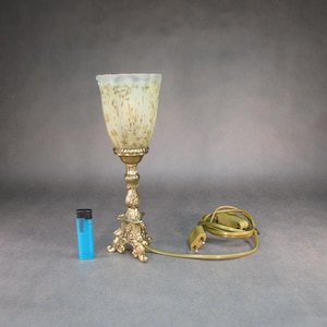 Sweet little Art Nouveau table lamp brass fire-gilt glass shade Italy ca. 1973 vintage table lamp retro lamp antique lamp