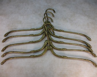 FIVE Art Nouveau clothes hangers, vintage hangers, brass hooks, wall coat rack, antique coat rack, coat hooks, vintage coat rack