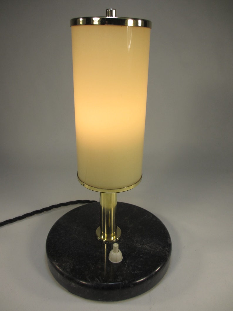26 Cm Art Deco Table Lamp Antique Natural Stone Foot Screen