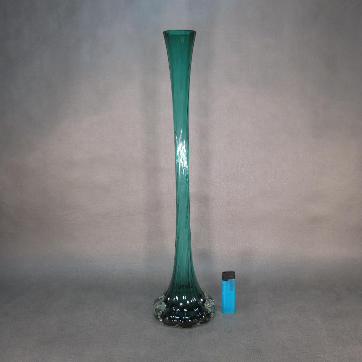 XXL Vintage Vase 49 cm Retro Glas Vase Original 70er Jahre Standvase Boden Ø 11 cm Öffnung Ø 5 cm Mid century Glas Bodenvase Antik Vase