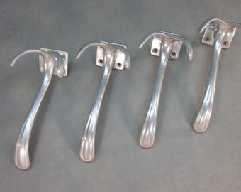 FOUR Aluminum Coat Hooks Bauhaus Wall Hooks Vintage Coat Hooks ca. 1962 Wall Coat Rack Antique Coat Rack Old Retro Hooks