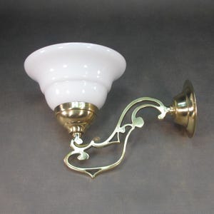 Art Nouveau wall lamp vintage wall light solid cast brass with opal glass shade antique style lamp country house hallway light cute reading lamp