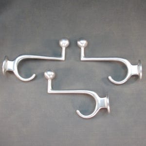 THREE Art Deco coat hooks Rare cast aluminum coat hooks Vintage wall coat rack Antique coat rack Old coat hooks Retro wall hooks