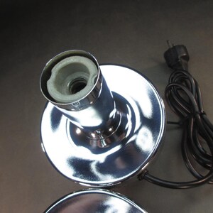 Original 1970s chrome table lamp, vintage double table lamp, mid-century lamp, made in Germany, all metal construction image 10