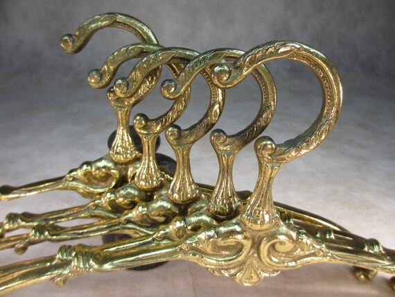 FIVE Rococo Style Clothes Hangers Heavy Vintage Hangers SOLID