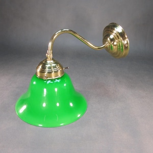 Vintage Articulated Wall Lamp Retro Brass Wall Light Antique Reading Lamp Art Nouveau Handcrafted Lamp Hallway Lamp Green Opal Glass Lampshade