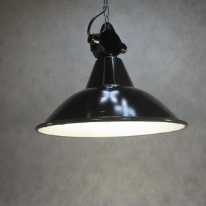 Lampada Art Déco con paralume in smalto retrò, lampada da fabbrica Ø 38 cm, lampada in smalto, lampada vintage di design industriale, lampada da soffitto antica, vecchia lampada da officina