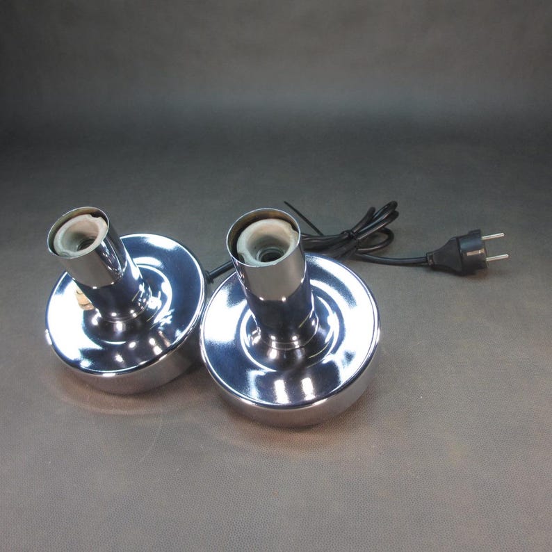 Original 1970s chrome table lamp, vintage double table lamp, mid-century lamp, made in Germany, all metal construction image 13