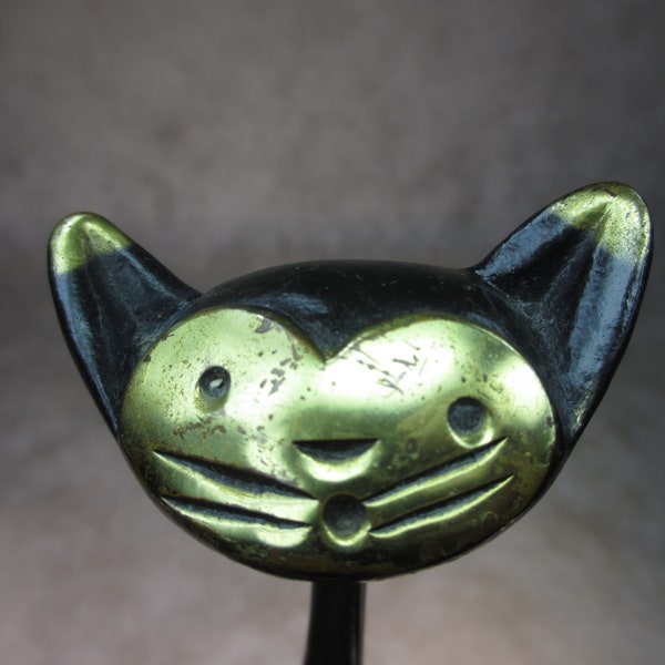 Walter Bosse KATZE Garderobenhaken Messing Figur Wiener Bronze aus den 50er Jahren Herta Baller Figur Antiker Kleiderhaken