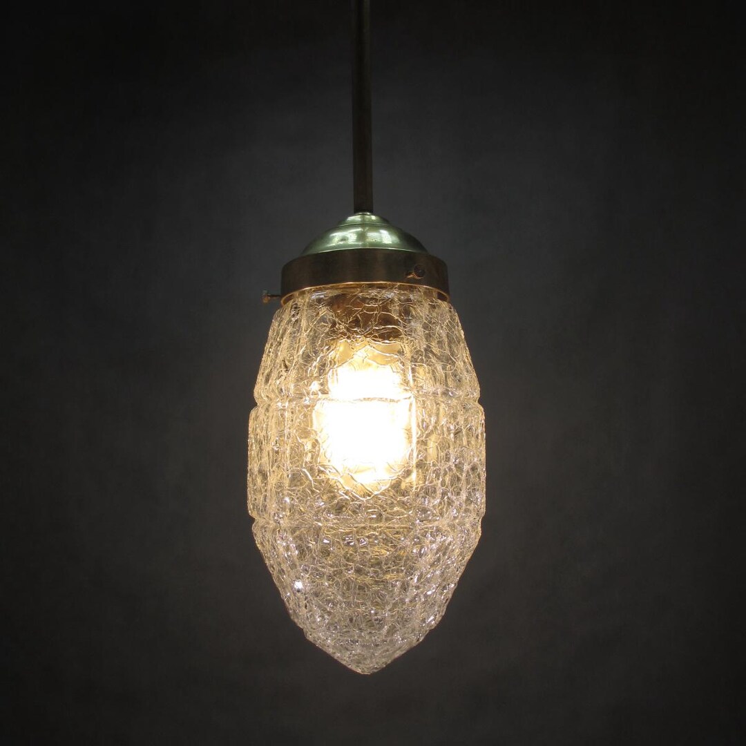 50 cm Antik Flurlampe Vintage Hängelampe Glasschirm Vintage Deckenleuchte Retro Deckenlampe 40er Jahre Lampe Antik Hängeleuchte