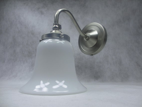 1 sur 2 Applique Applique Lampe miroir Lampe de lecture Lampe de couloir  Laiton nickelé vintage Abat-jour en verre blanc neige Lampe miroir -   France