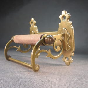 Brass toilet paper holder vintage toilet paper holder retro toilet paper dispenser art nouveau brass / wood toilet paper holder