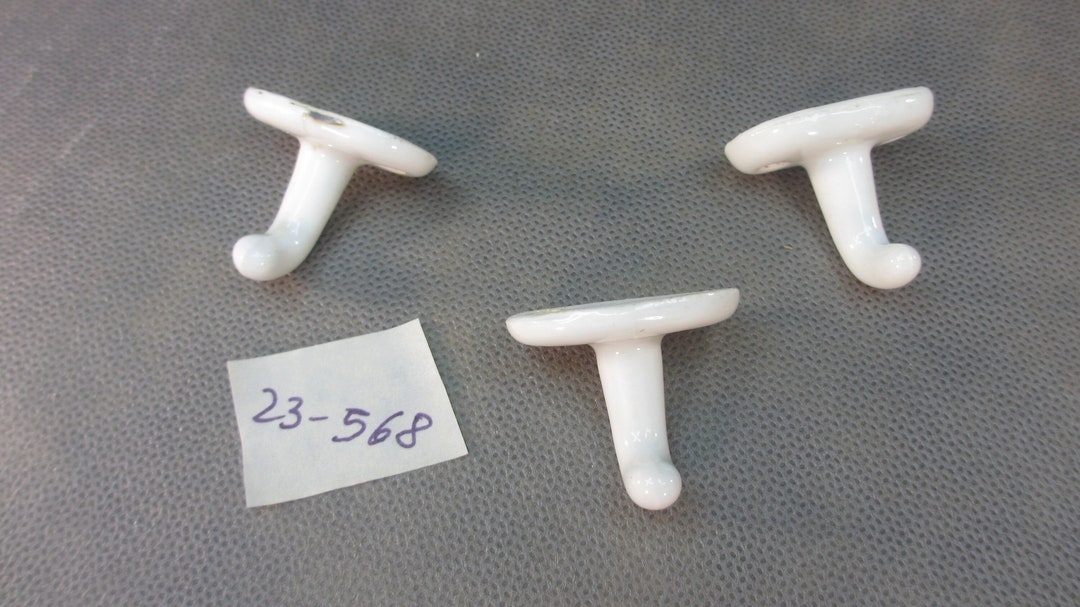 THREE Antique Ceramic Hooks Antique Bauhaus Bathroom Hooks 1920 Towel ...