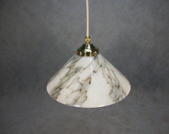 Height-adjustable vintage hanging lamp with multicolored opal glass shade 160 cm antique ceiling light with color gradient glass shade vintage ceiling lamp