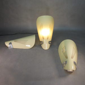 1 of 3 Vintage wall lamp antique XL wall light 1953 half shells 27 x 15 cm mirror lamp retro hallway lamp aluminum holder and glass bowl