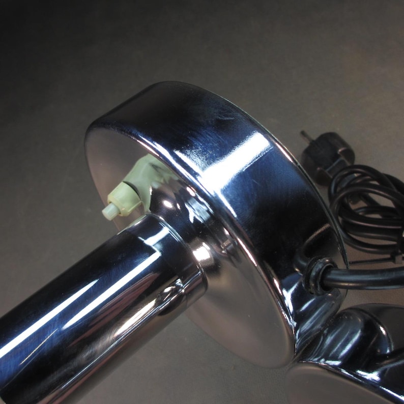 Original 1970s chrome table lamp, vintage double table lamp, mid-century lamp, made in Germany, all metal construction image 11