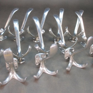 1 of 8 aluminum coat hooks Bauhaus wall hooks vintage coat hooks ca. 1965 wall coat rack antique coat rack old hook