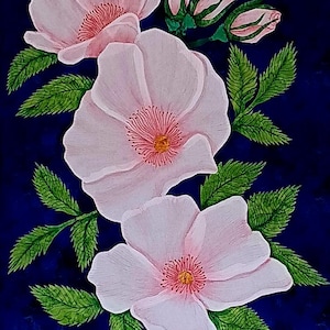 Art Quilt: Floral Quilted Wall Hanging Handmade Original Wall Decor