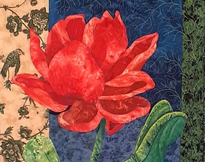 Quilt for Sale Handmade, Art Quilt, Floral Quilt, Wall Decor, Quilted