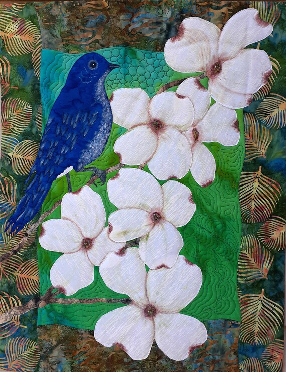 ART QUILTS For SALE Blue Bird quilt Floral Art Quilt Etsy