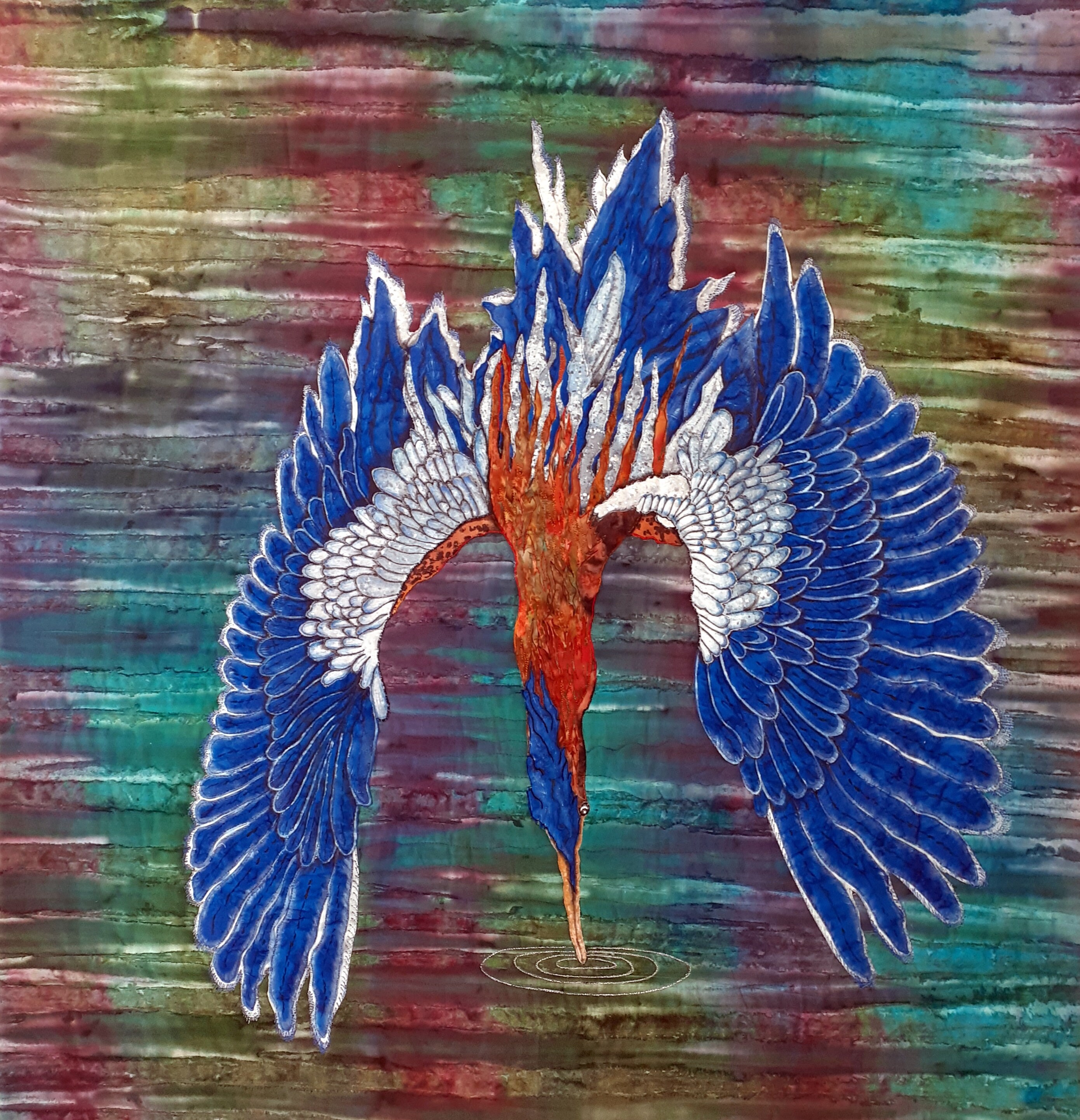 Art quilts for sale BLUE HERON Art Quilt Wall Hanging Etsy
