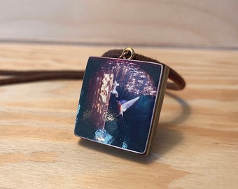 Western Bluebird: Repurposed Skateboard Adjustable Necklace